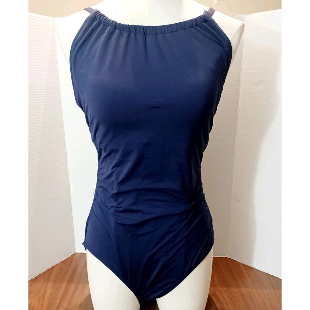 Jantzen Women's Blue Highneck 1-pc  Swimsuit Size 12